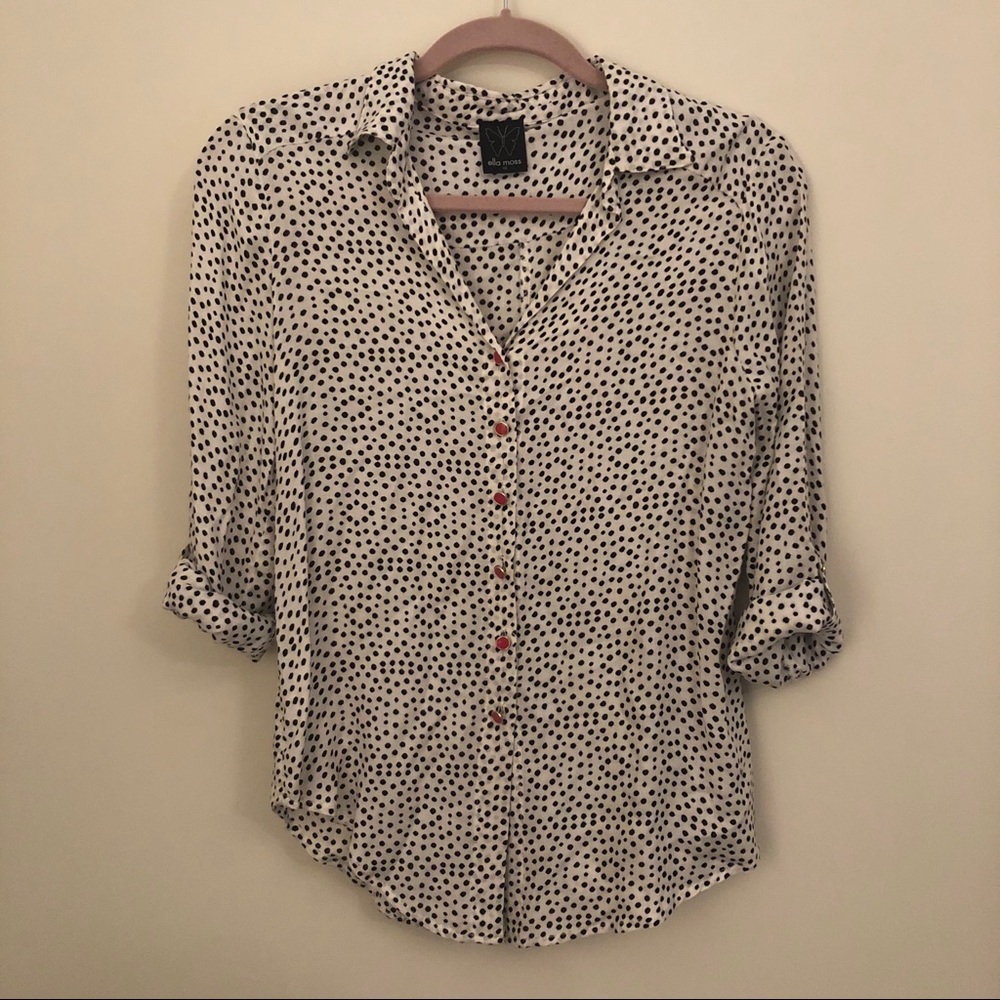 🖤 ELLA MOSS SPOTTED BUTTON DOWN BLOUSE 🖤